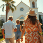 una-famiglia-in-vacanza-mentra-sta-per-entrare-in-chiesa